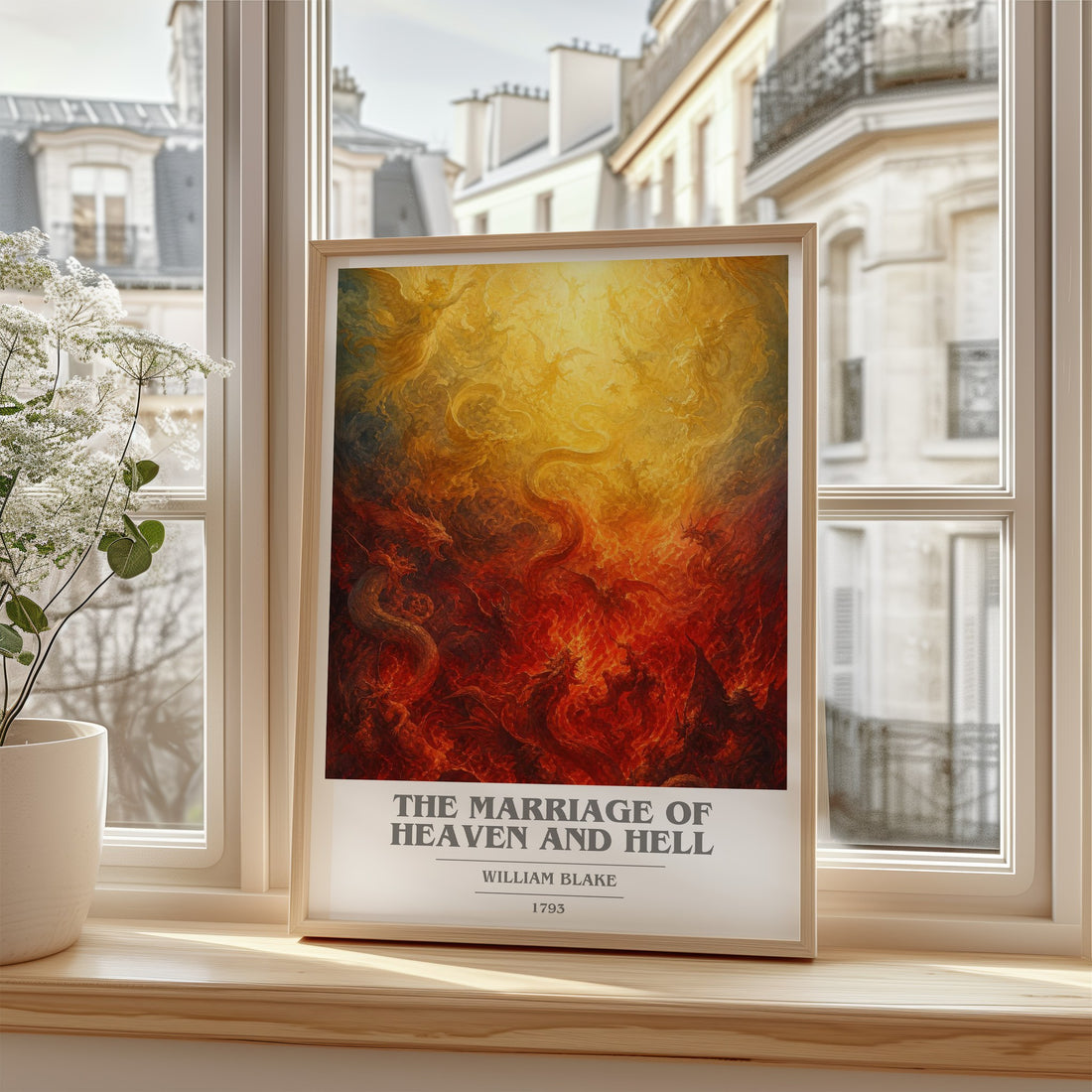 The marriage of Heaven and Hell book cover poster colour and style options – William Blake book art