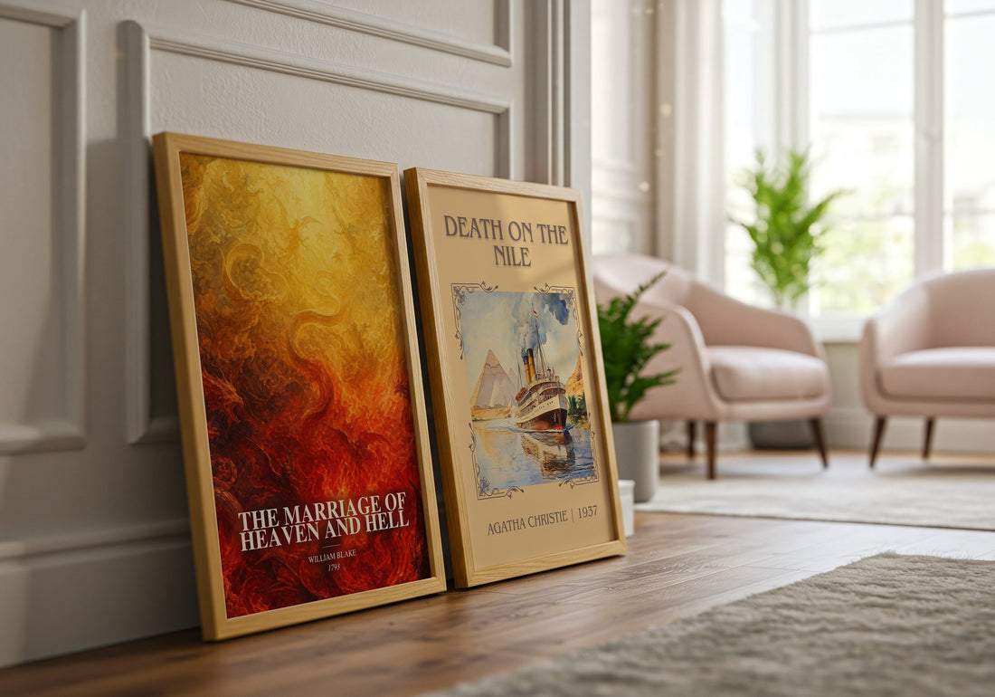 The marriage of Heaven and Hell watercolour print framed by window – literary home decor