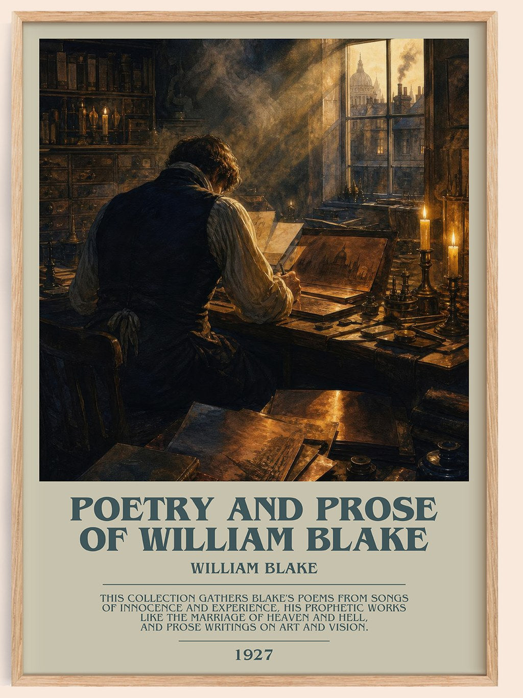 Poetry and prose of William Blake bookish book poster by William Blake – framed literary art print