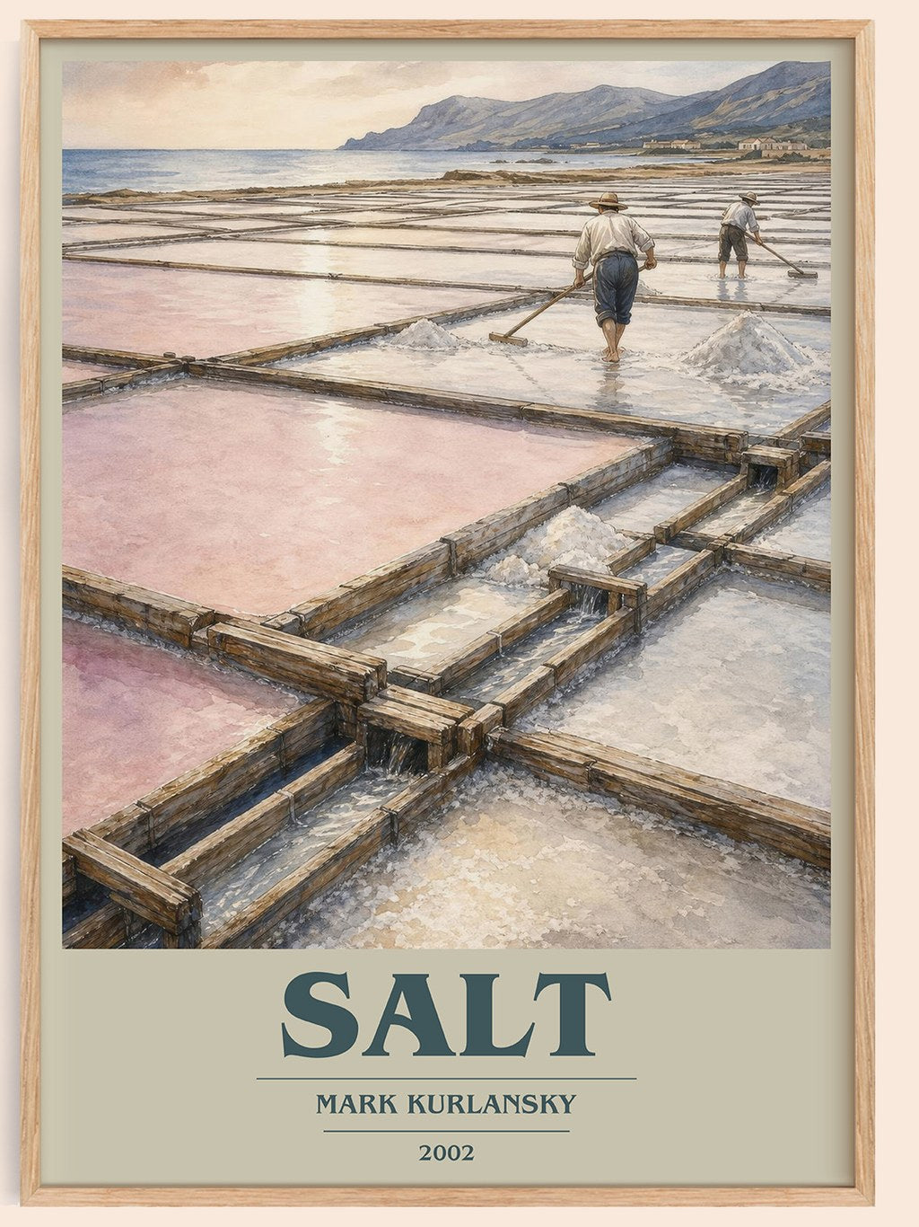 Salt book cover book poster by Mark Kurlansky – framed literary art print