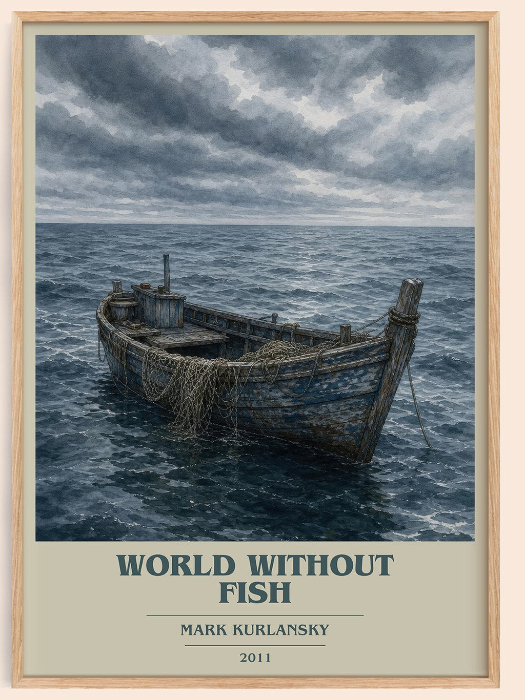 World Without Fish book cover book poster by Mark Kurlansky – framed literary art print