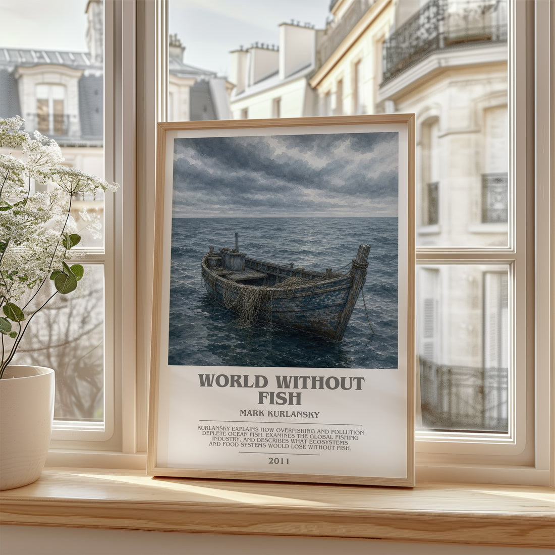 World Without Fish bookish poster colour and style options – Mark Kurlansky book art