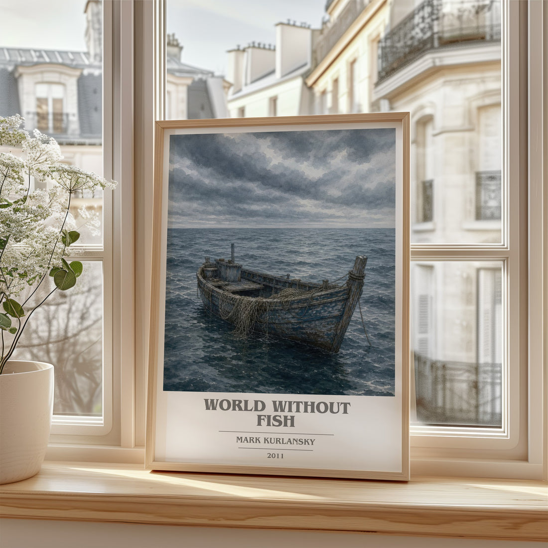 World Without Fish book cover poster colour and style options – Mark Kurlansky book art