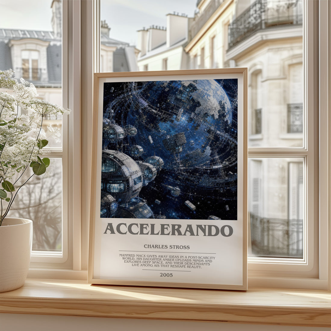 Accelerando bookish poster colour and style options – Charles Stross book art