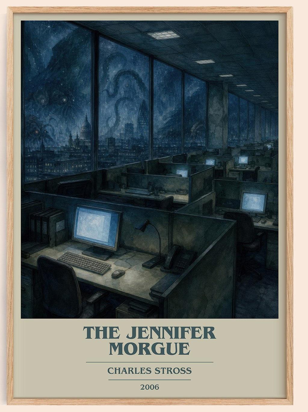 The Jennifer Morgue book cover book poster by Charles Stross – framed literary art print