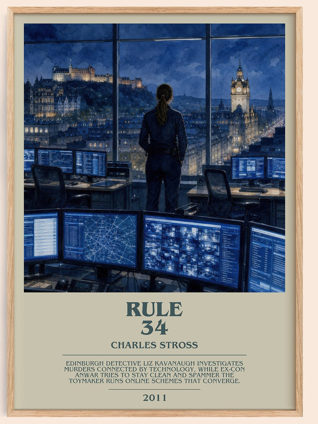 Rule 34 bookish book poster by Charles Stross – framed literary art print