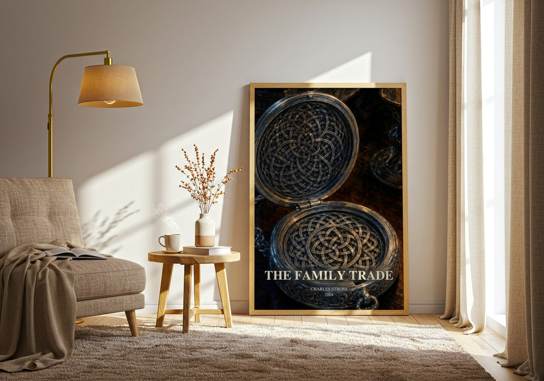 The family trade watercolour print in frame leaning in hallway – sci fi wall art