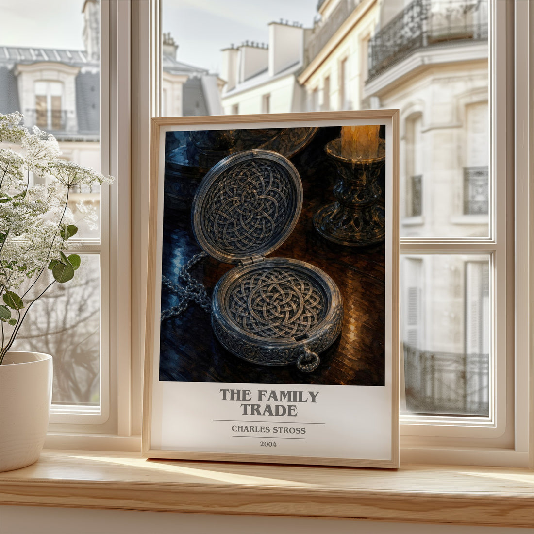 The family trade book cover poster colour and style options – Charles Stross book art