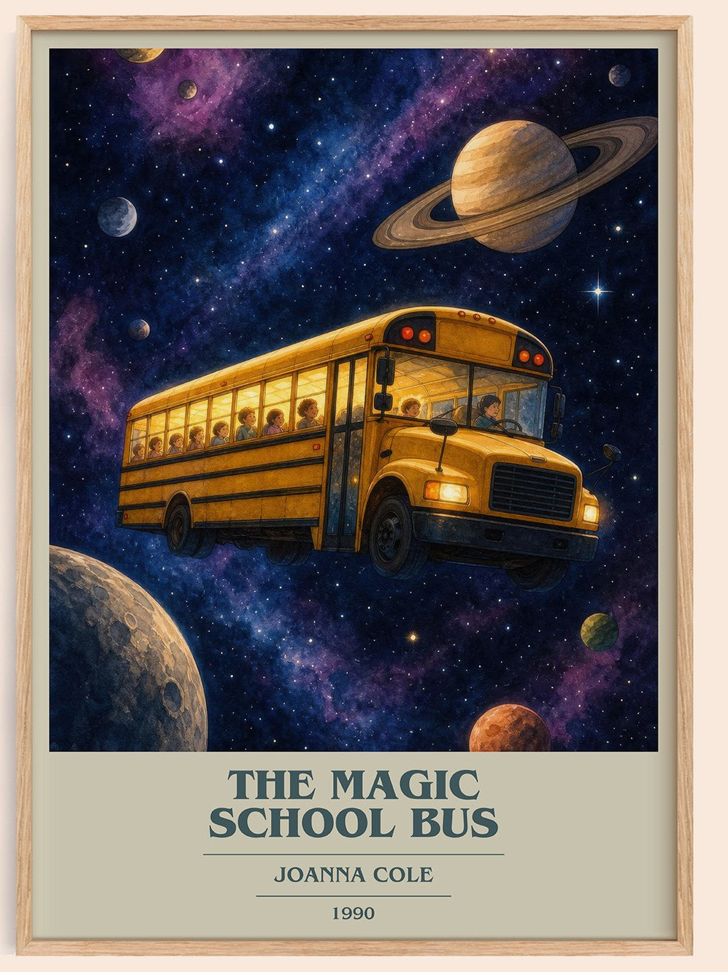 The Magic School Bus book cover book poster by Joanna Cole – framed literary art print