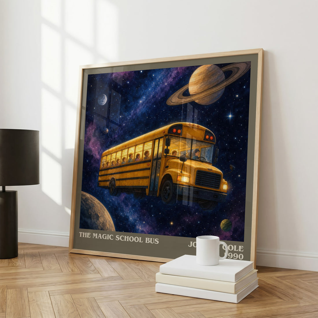 The Magic School Bus literary print framed by window – literary home decor