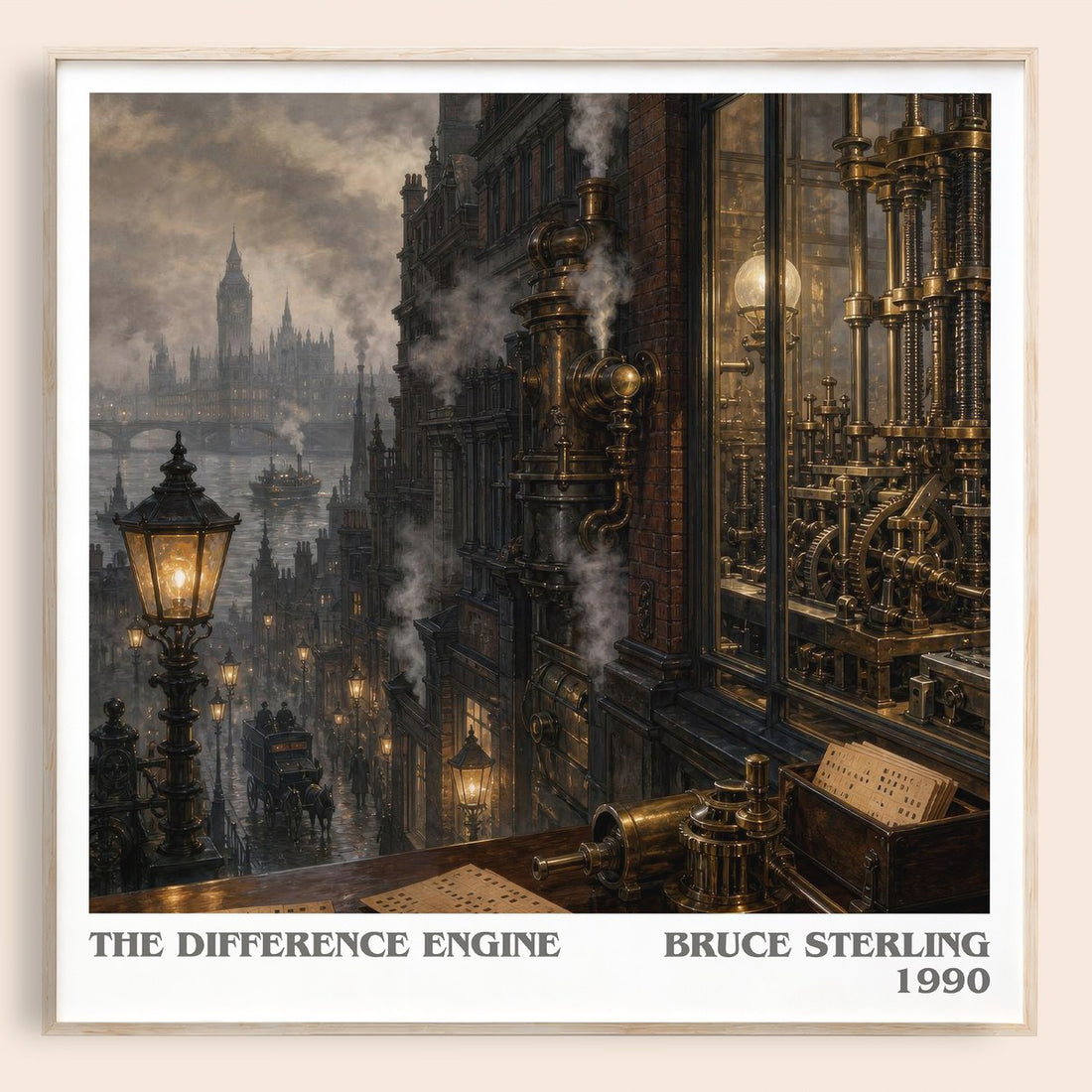 The Difference Engine literary book poster by Bruce Sterling – framed literary art print
