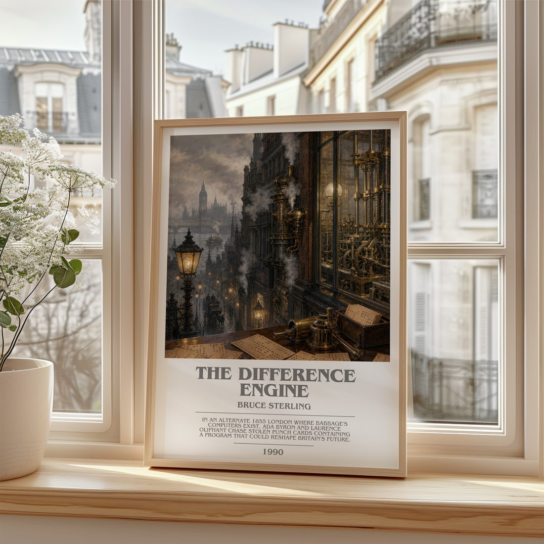 The Difference Engine bookish poster colour and style options – Bruce Sterling book art