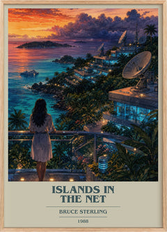 Islands in the Net Book Cover Poster by Bruce Sterling