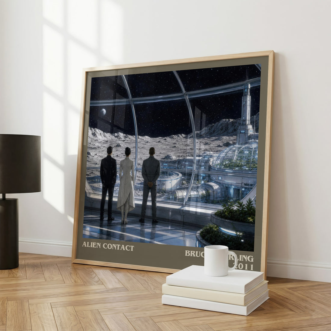 Alien Contact literary print framed by window – literary home decor
