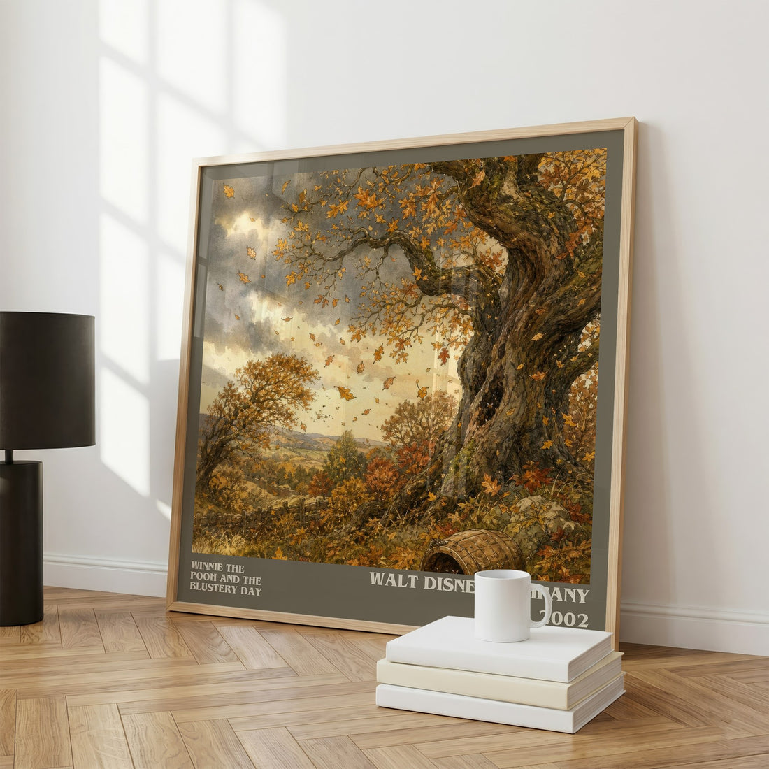 Winnie the Pooh and the Blustery Day literary print framed by window – literary home decor