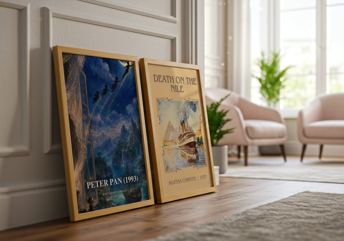 Peter Pan (1993) watercolour print framed by window – literary home decor