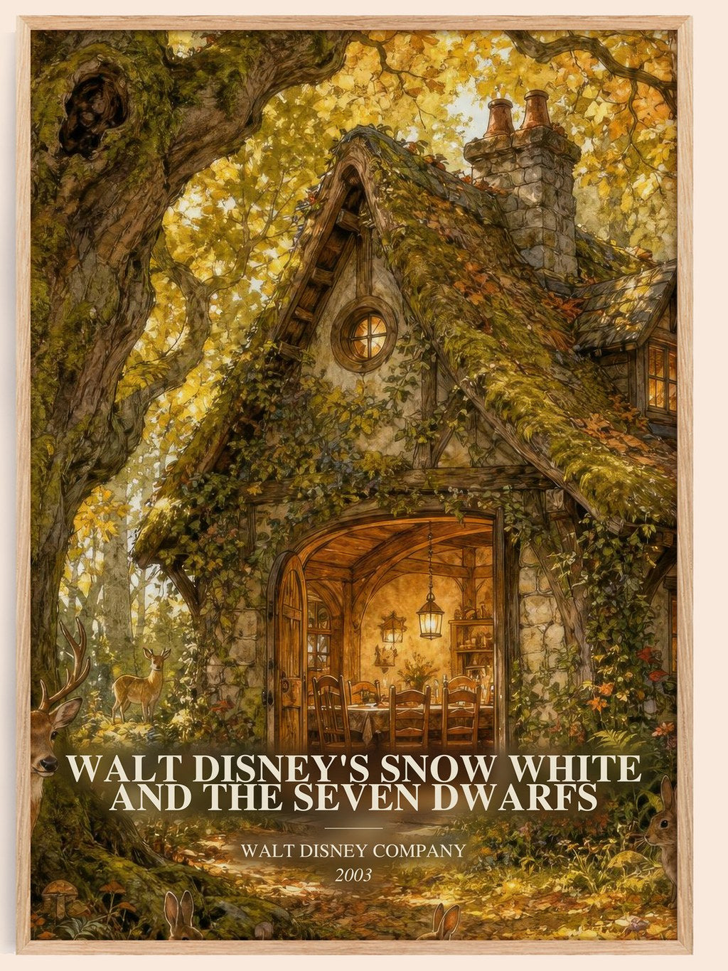Walt Disney's Snow White and the seven dwarfs watercolour book poster by Walt Disney Company – framed literary art print