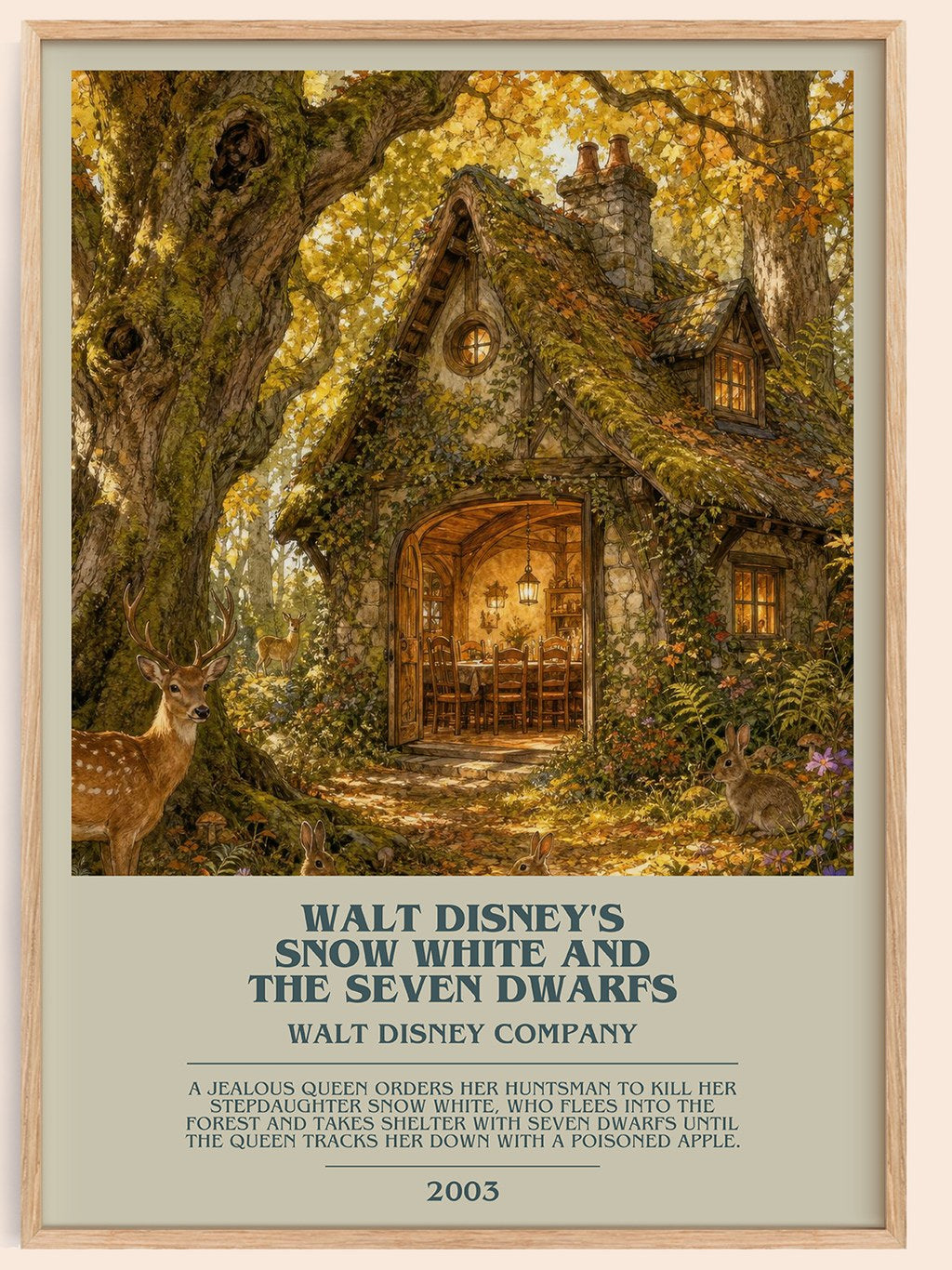 Walt Disney's Snow White and the seven dwarfs bookish book poster by Walt Disney Company – framed literary art print