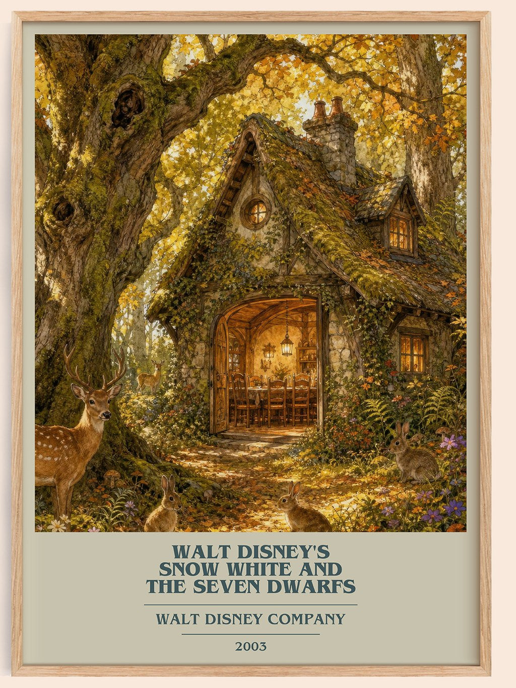 Walt Disney's Snow White and the seven dwarfs book cover book poster by Walt Disney Company – framed literary art print