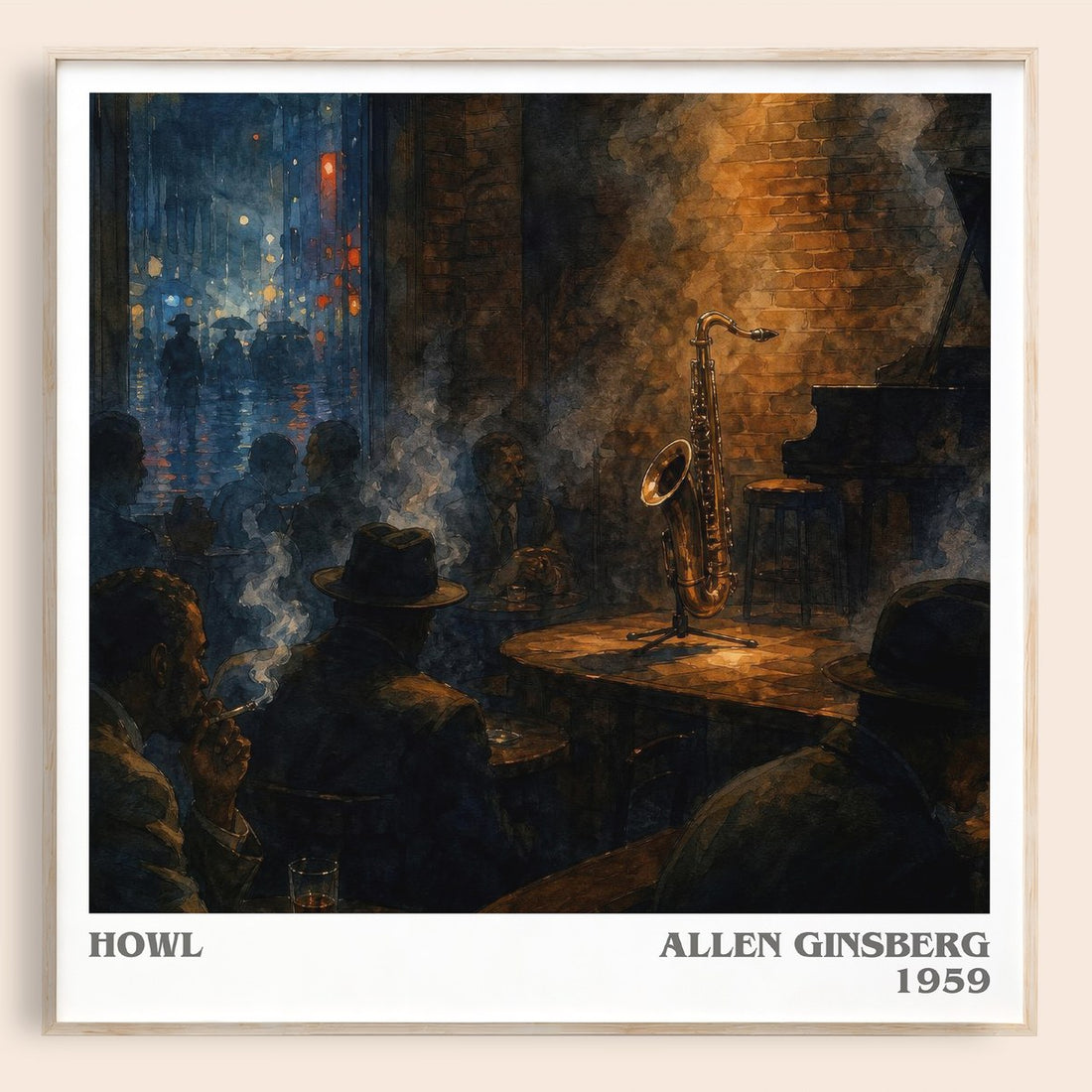 Howl literary book poster by Allen Ginsberg – framed literary art print