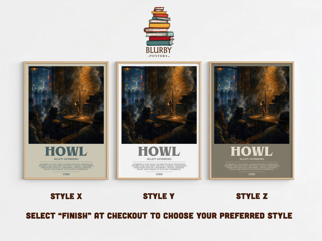 Howl bookish print in frame leaning in hallway – poetry wall art (mockup)