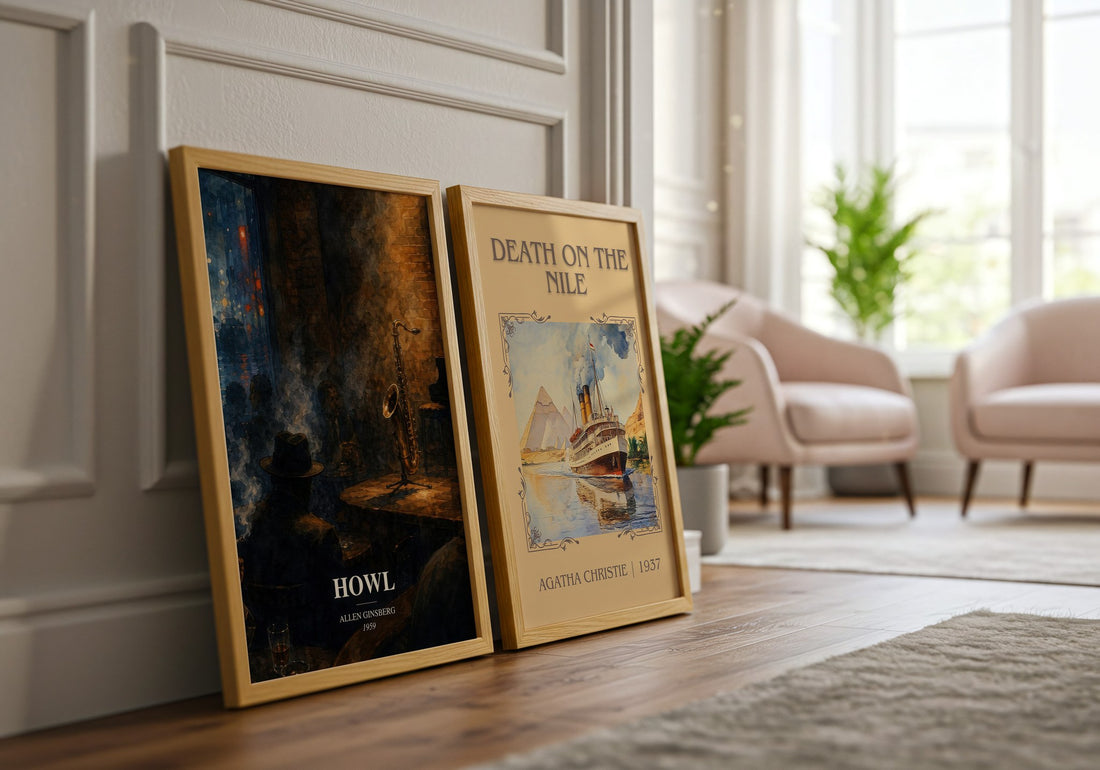 Howl watercolour print framed by window – literary home decor