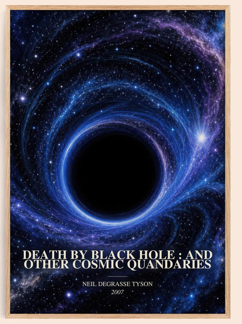 Death by black hole : and other cosmic quandaries watercolour book poster by Neil deGrasse Tyson – framed literary art print