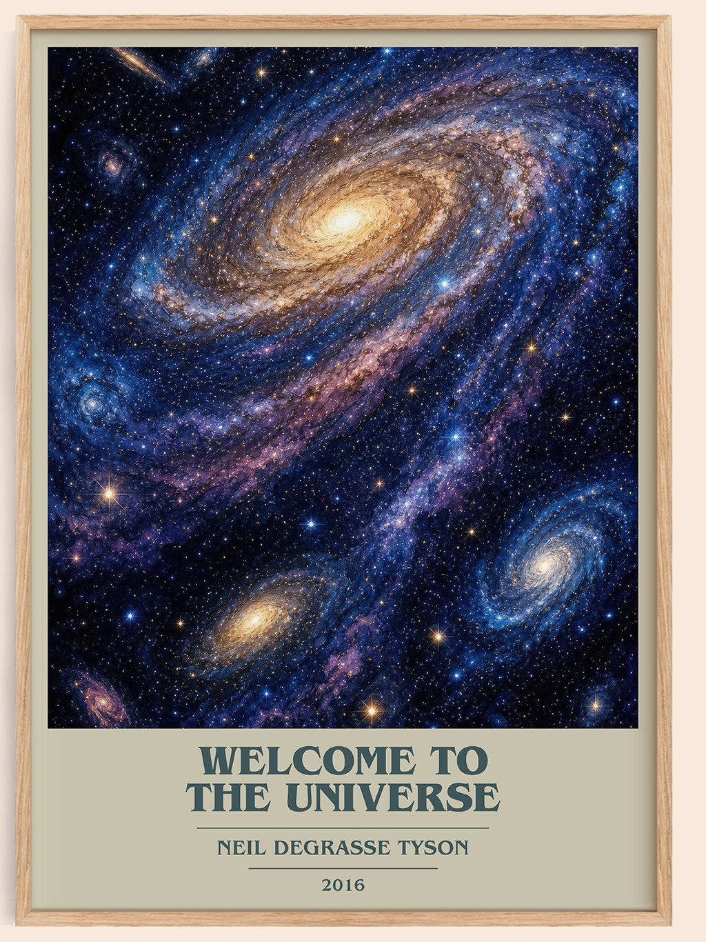 Welcome to the Universe book cover book poster by Neil deGrasse Tyson – framed literary art print
