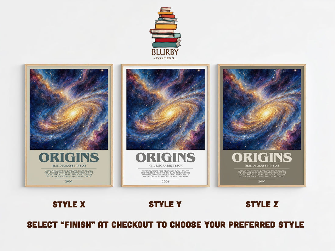 Origins bookish print in frame leaning in hallway – non fiction wall art (mockup)