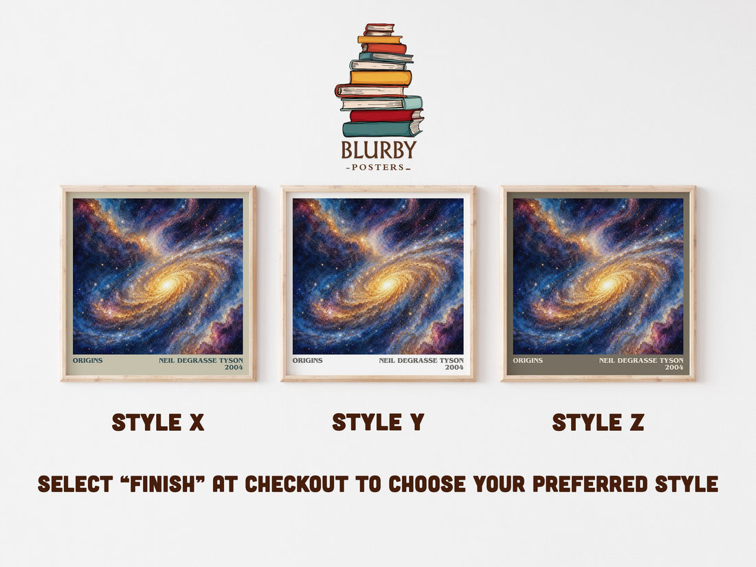 Origins literary print in frame leaning in hallway – non fiction wall art (mockup)