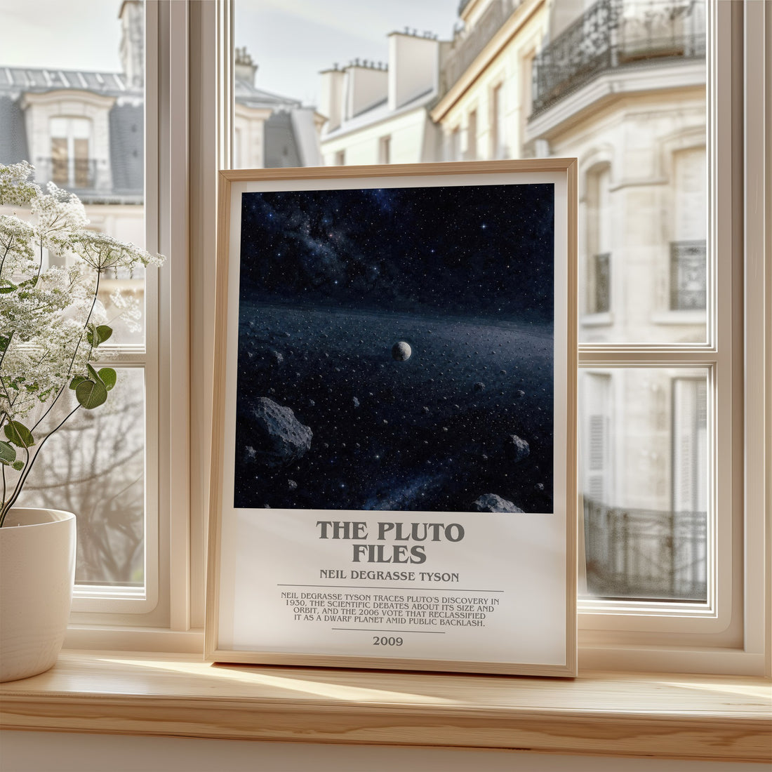 The Pluto Files bookish poster colour and style options – Neil deGrasse Tyson book art