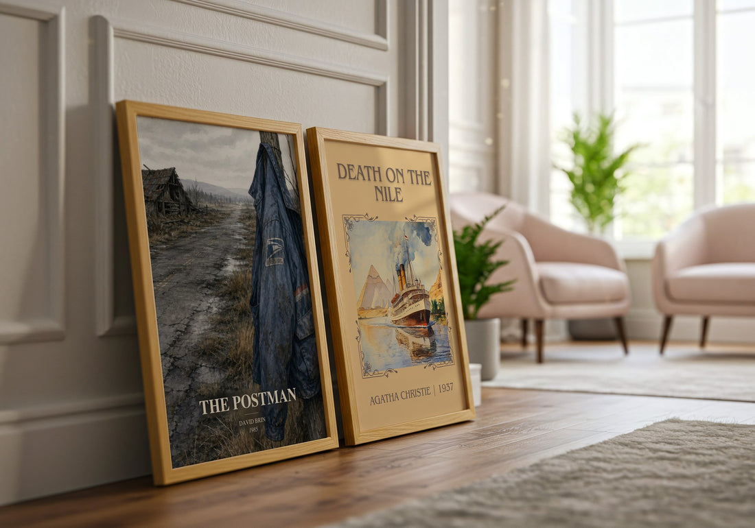 The Postman watercolour print framed by window – literary home decor