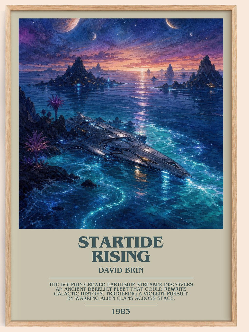 Startide Rising bookish book poster by David Brin – framed literary art print