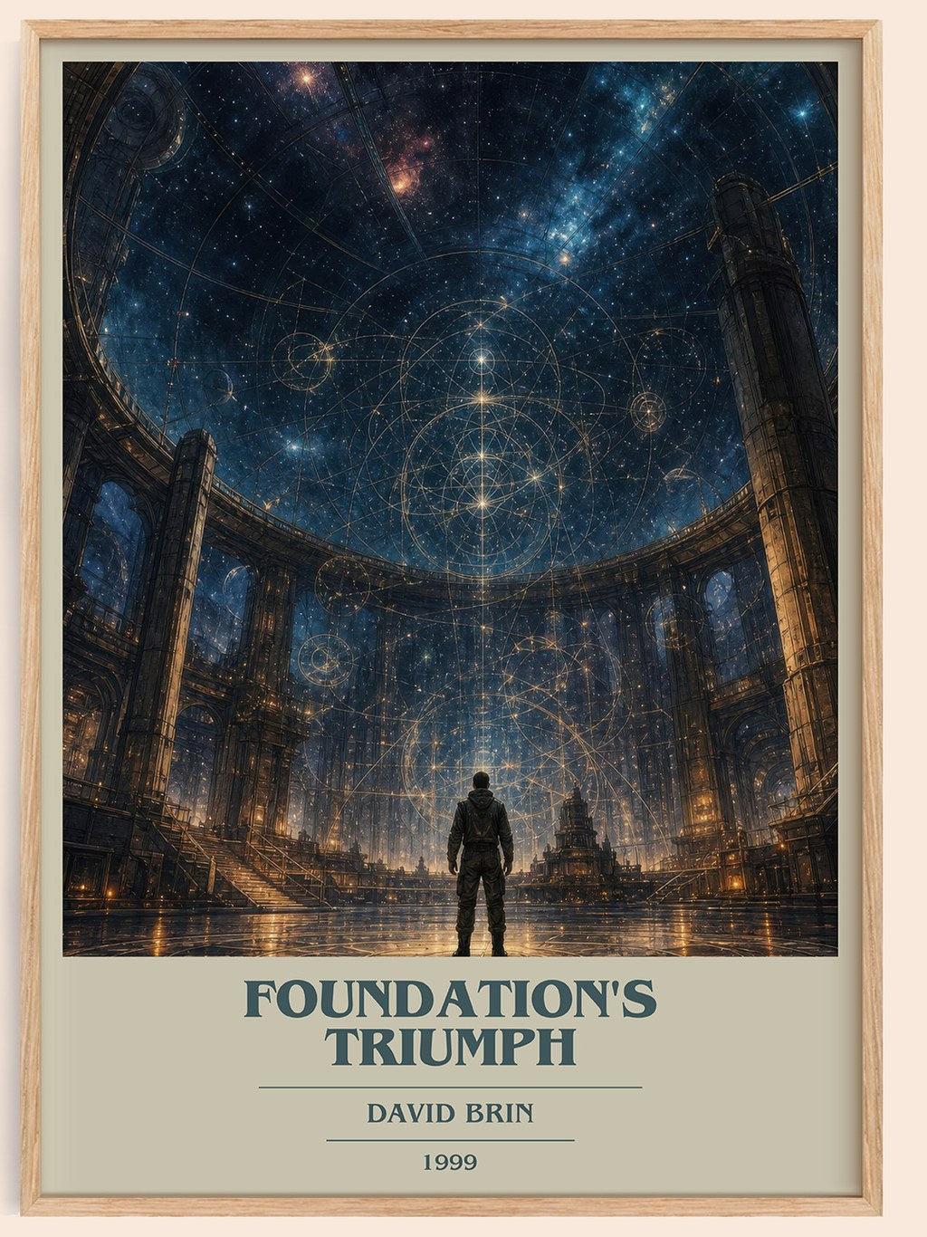 Foundation's Triumph book cover book poster by David Brin – framed literary art print