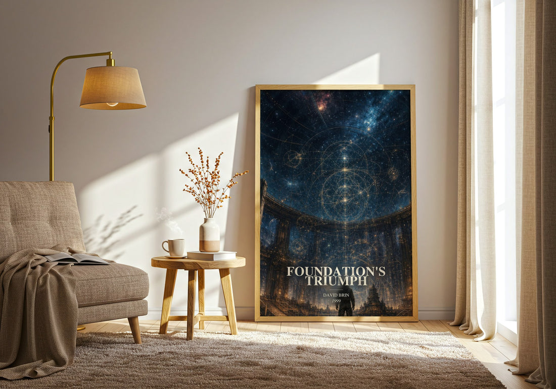 Foundation's Triumph watercolour print in frame leaning in hallway – sci fi wall art