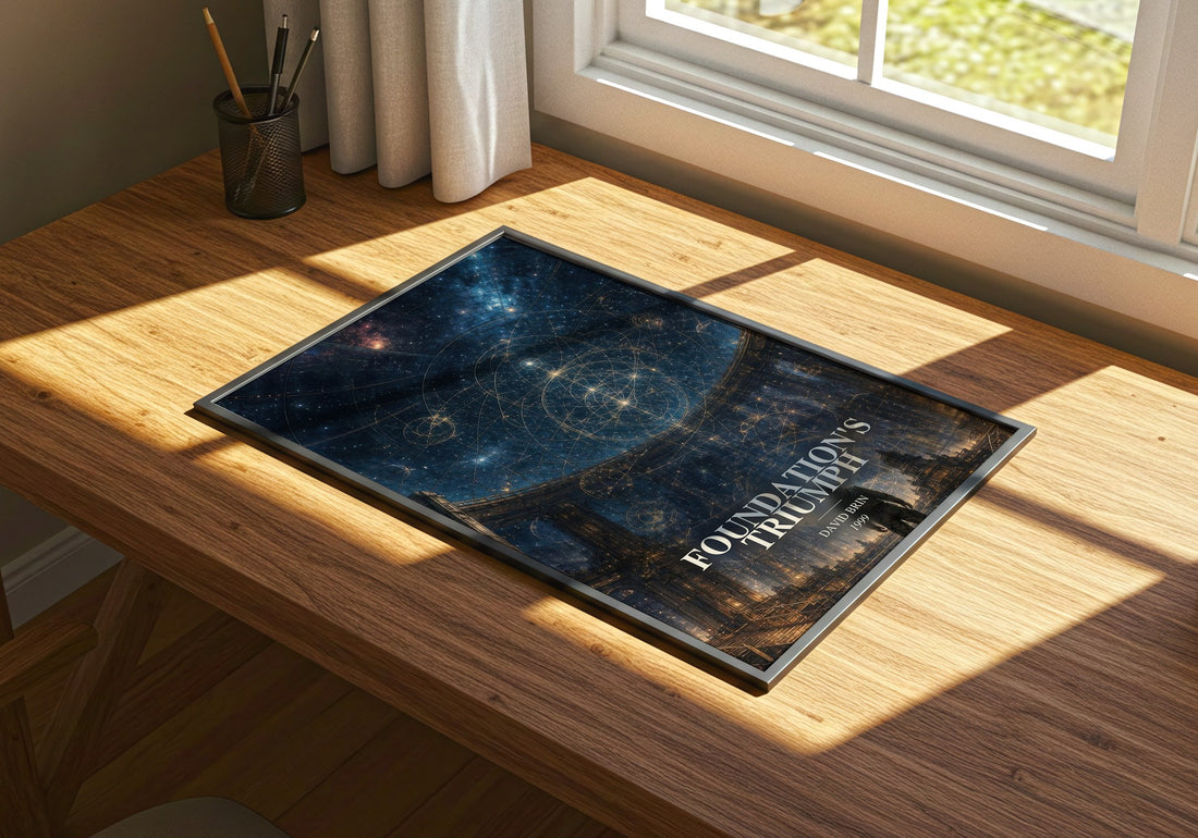 Foundation's Triumph watercolour book poster framed on wall – sci fi wall art