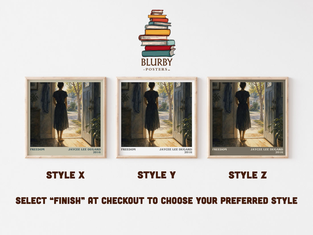 Freedom literary print in frame leaning in hallway – memoir wall art (mockup)