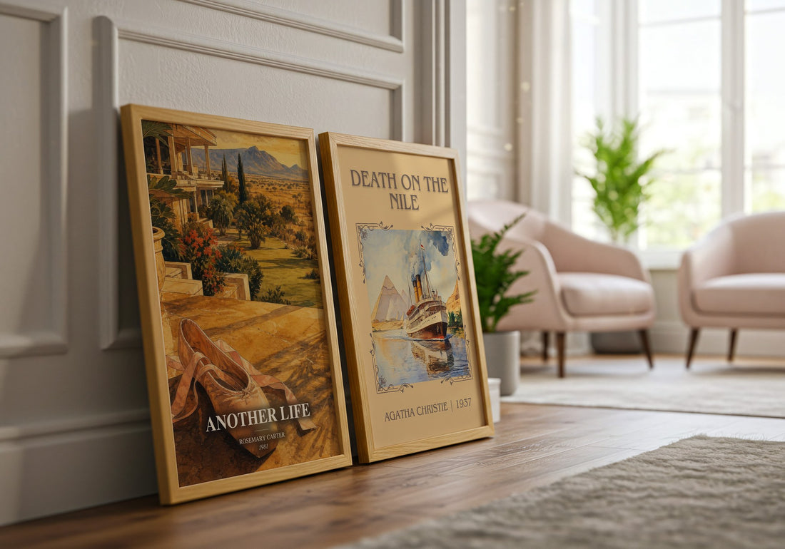 Another Life watercolour print framed by window – literary home decor