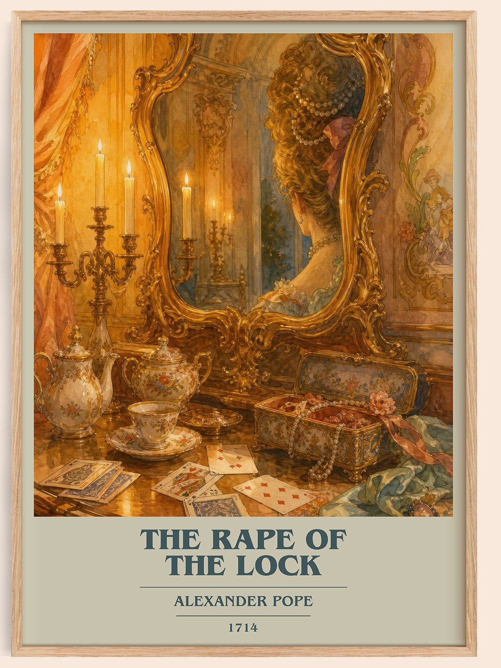 The Rape of the Lock book cover book poster by Alexander Pope – framed literary art print
