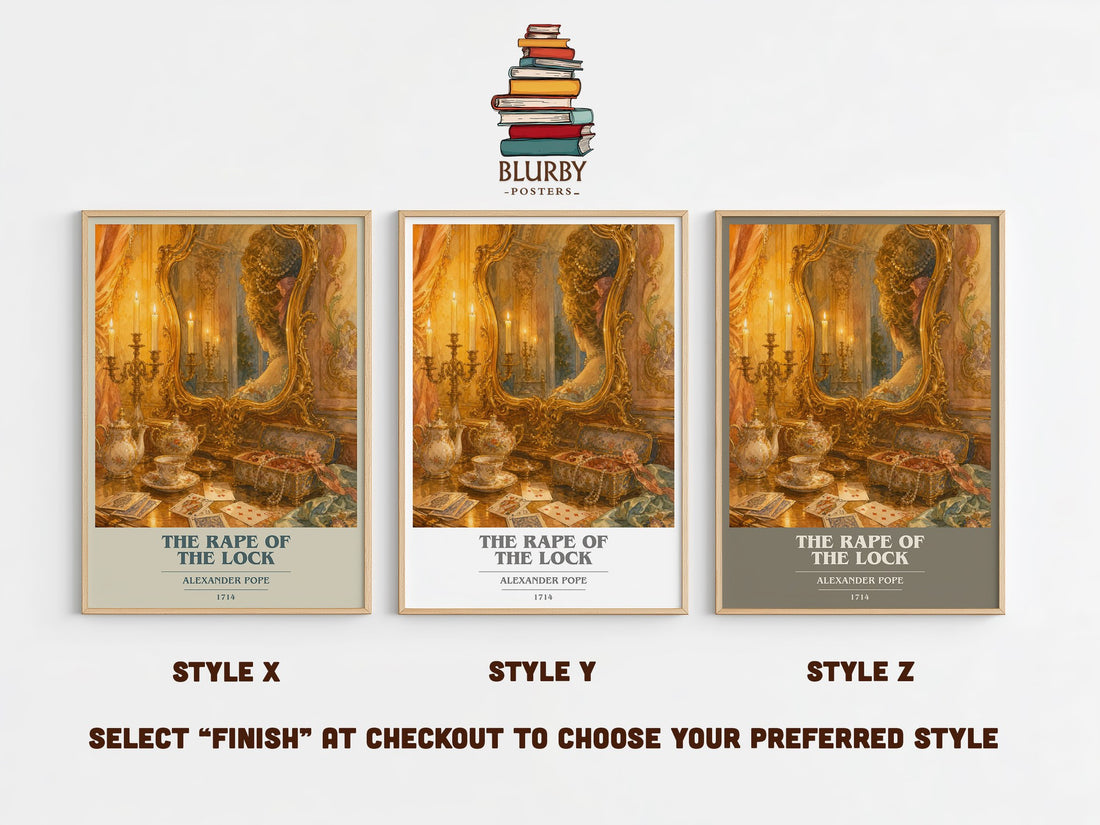 The Rape of the Lock book cover print in frame leaning in hallway – poetry wall art (mockup)