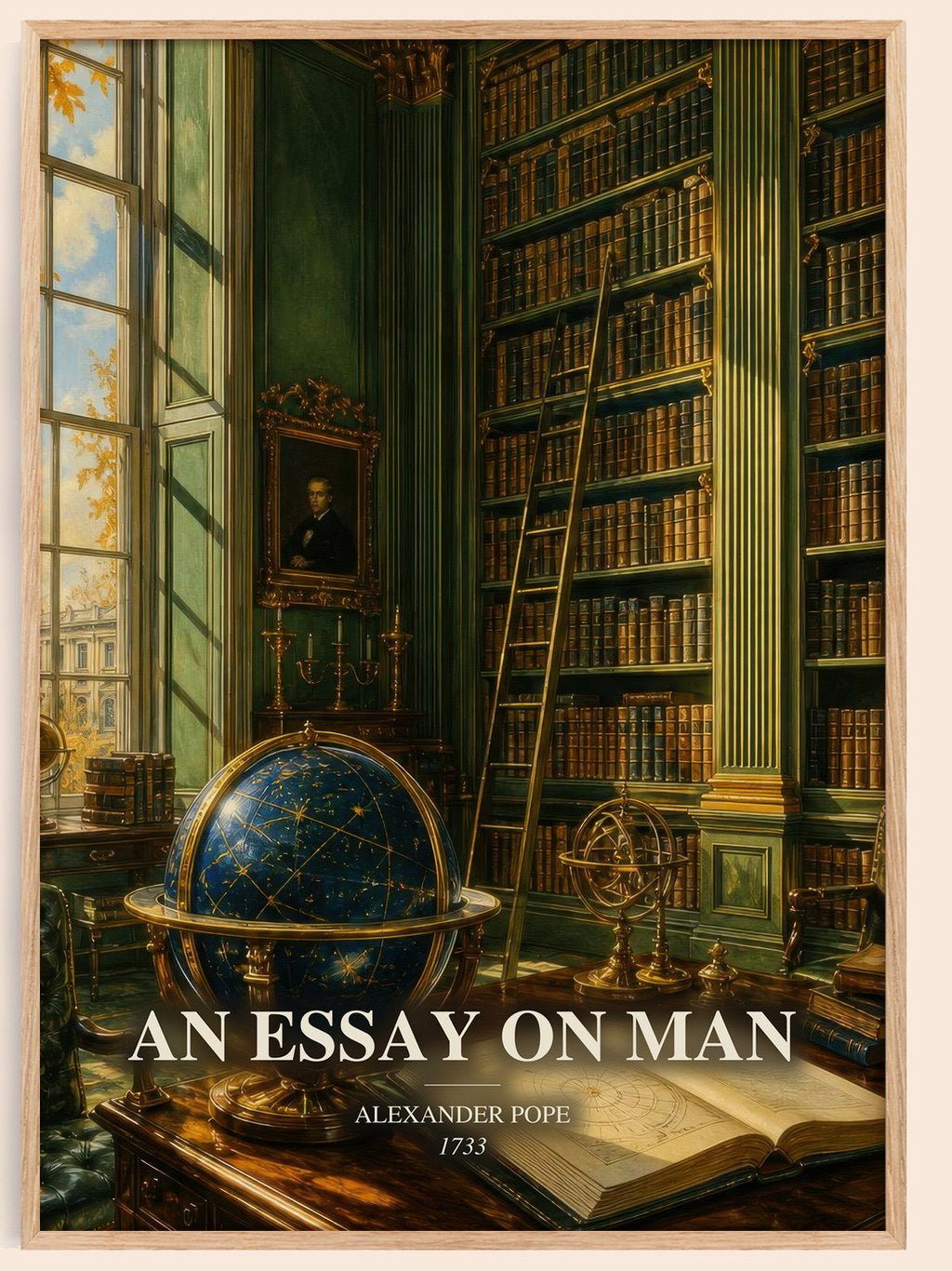 An essay on man watercolour book poster by Alexander Pope – framed literary art print