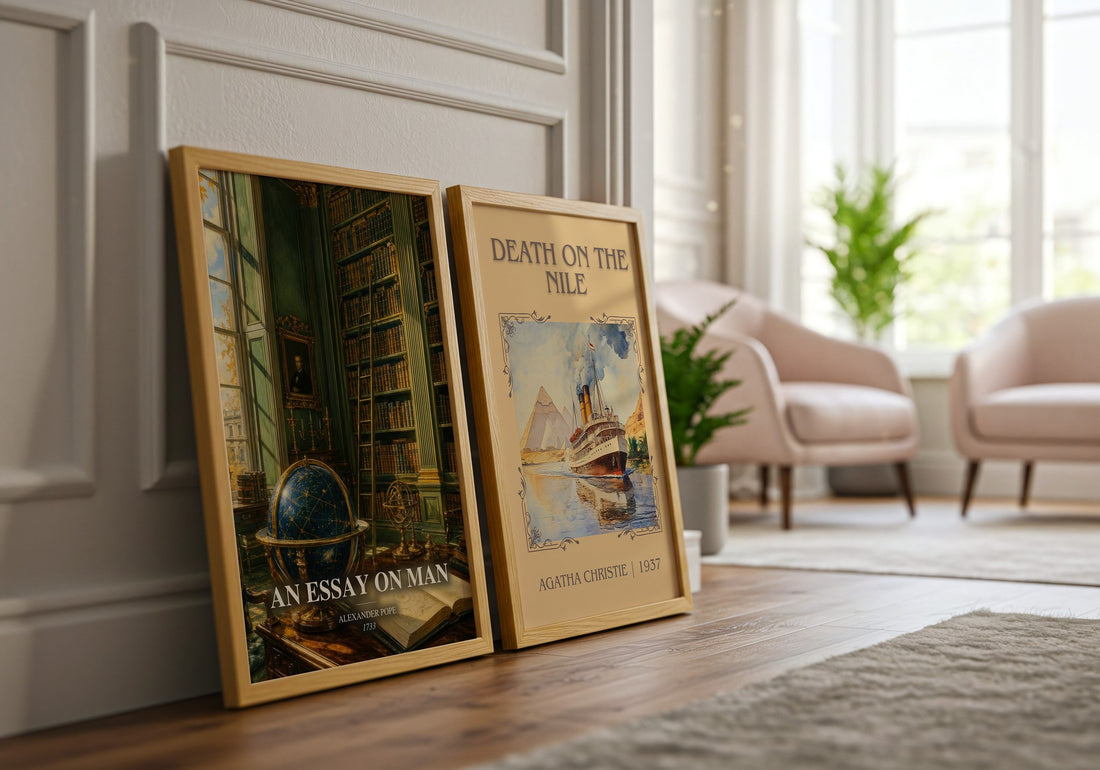An essay on man watercolour print framed by window – literary home decor