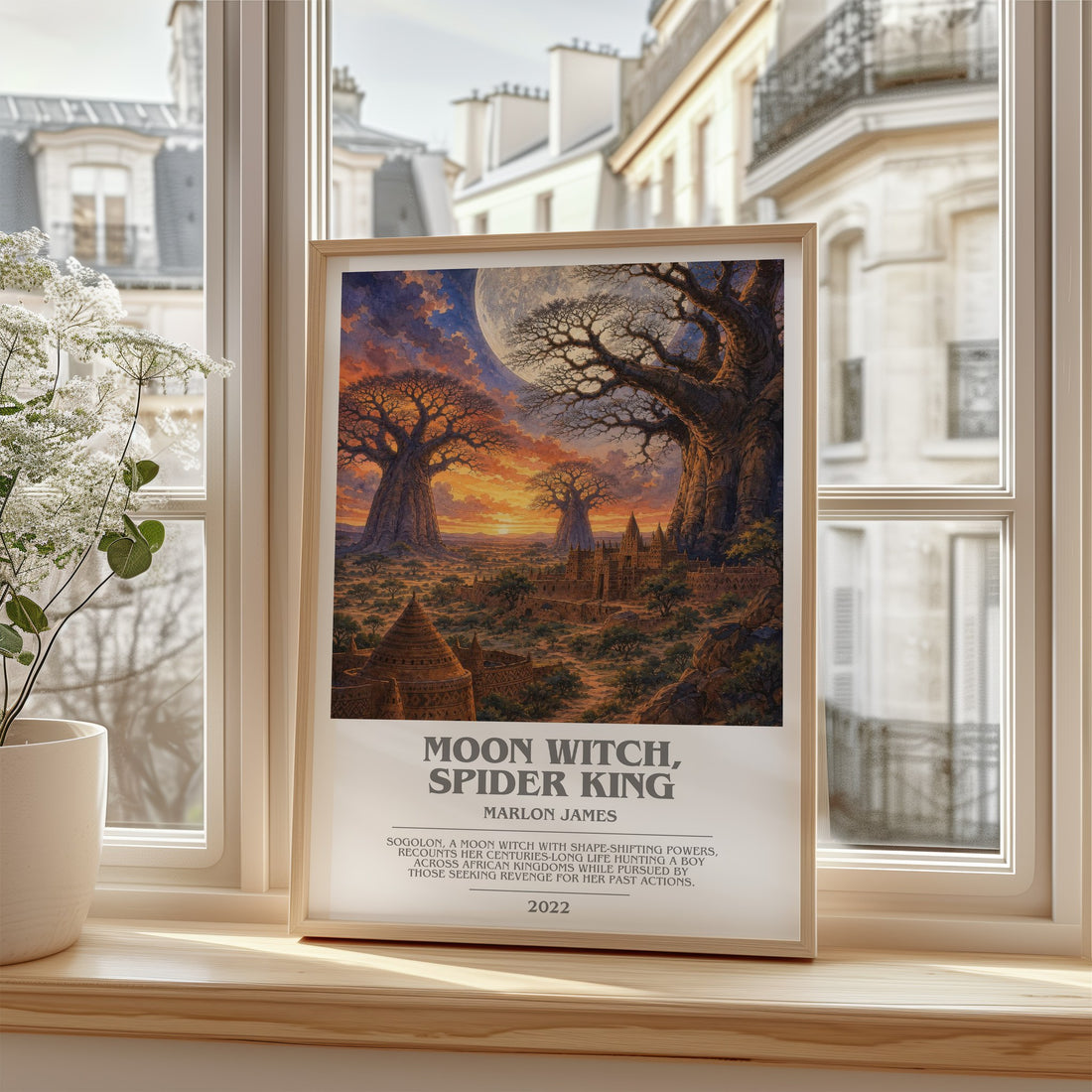 Moon Witch, Spider King bookish poster colour and style options – Marlon James book art