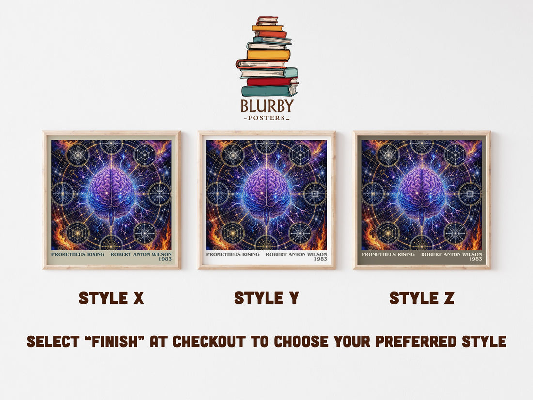 Prometheus Rising literary print in frame leaning in hallway – philosophy wall art (mockup)