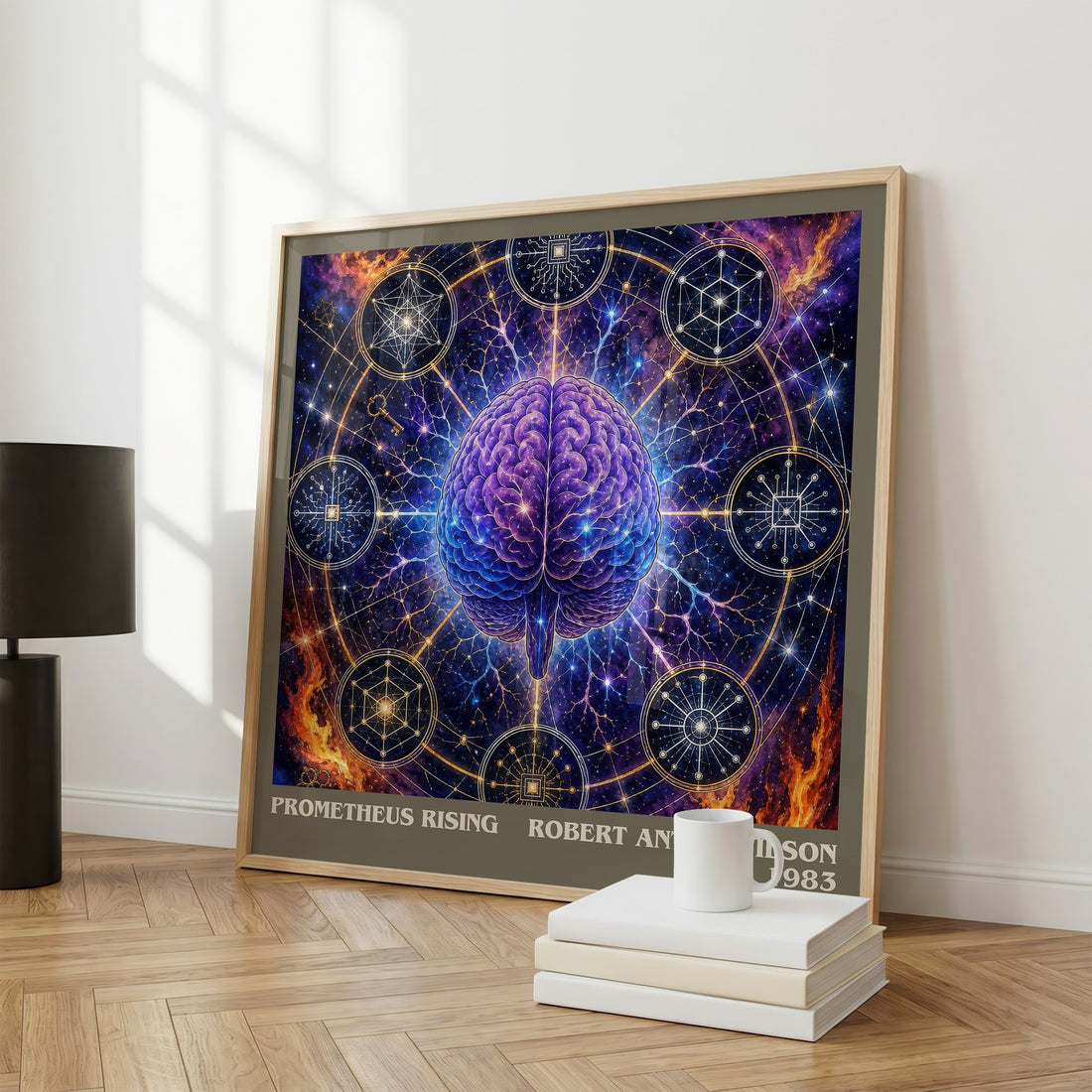 Prometheus Rising literary print framed by window – literary home decor