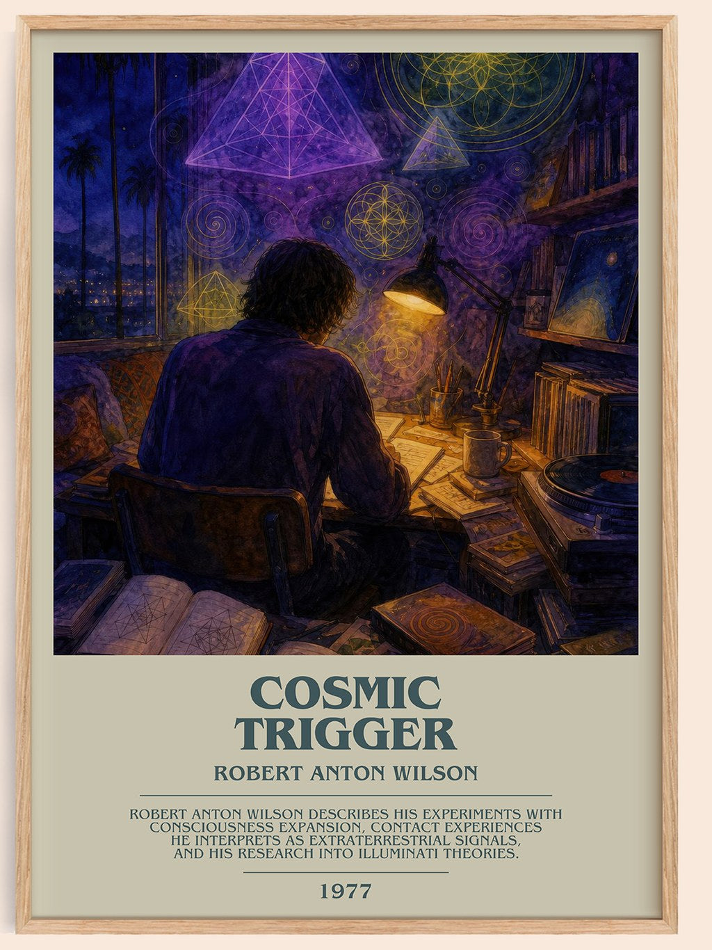 Cosmic Trigger bookish book poster by Robert Anton Wilson – framed literary art print