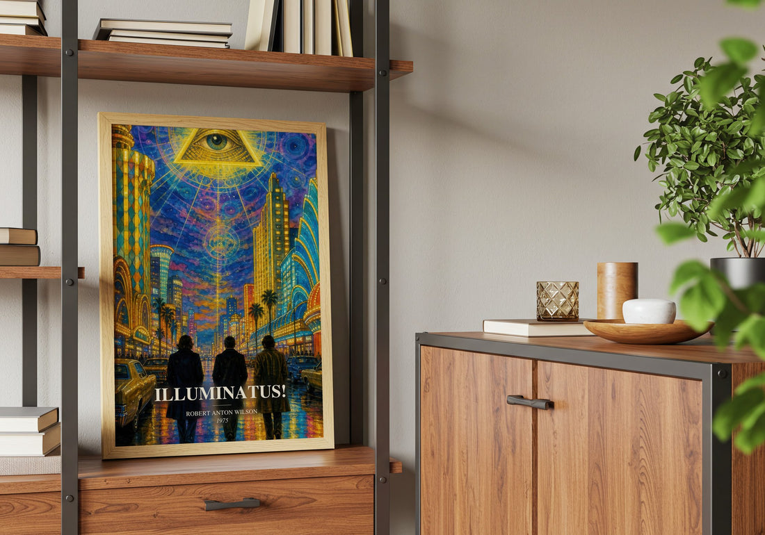 Illuminatus! book watercolour illustration paper finish options – matte satin gloss