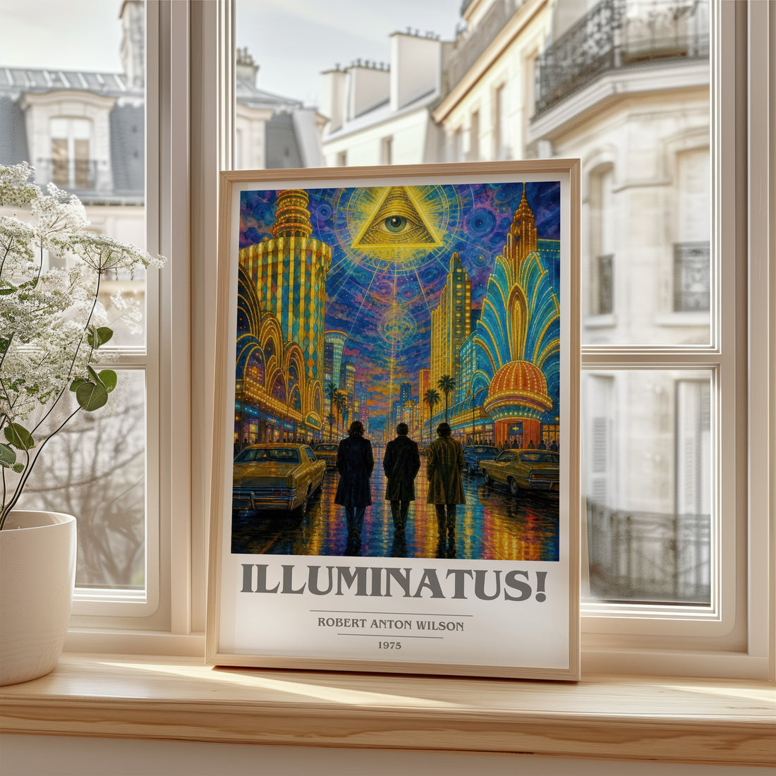 Illuminatus! book cover poster colour and style options – Robert Anton Wilson book art