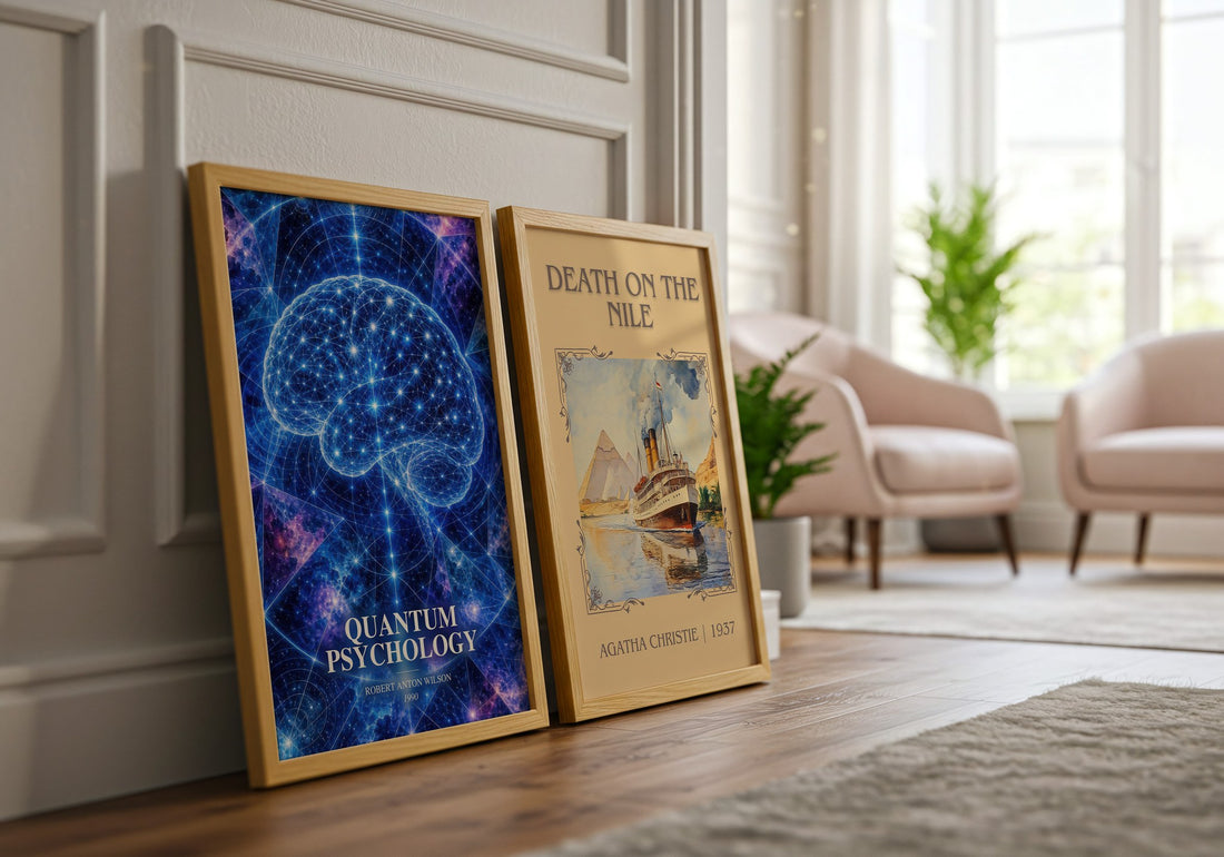 Quantum psychology watercolour print framed by window – literary home decor