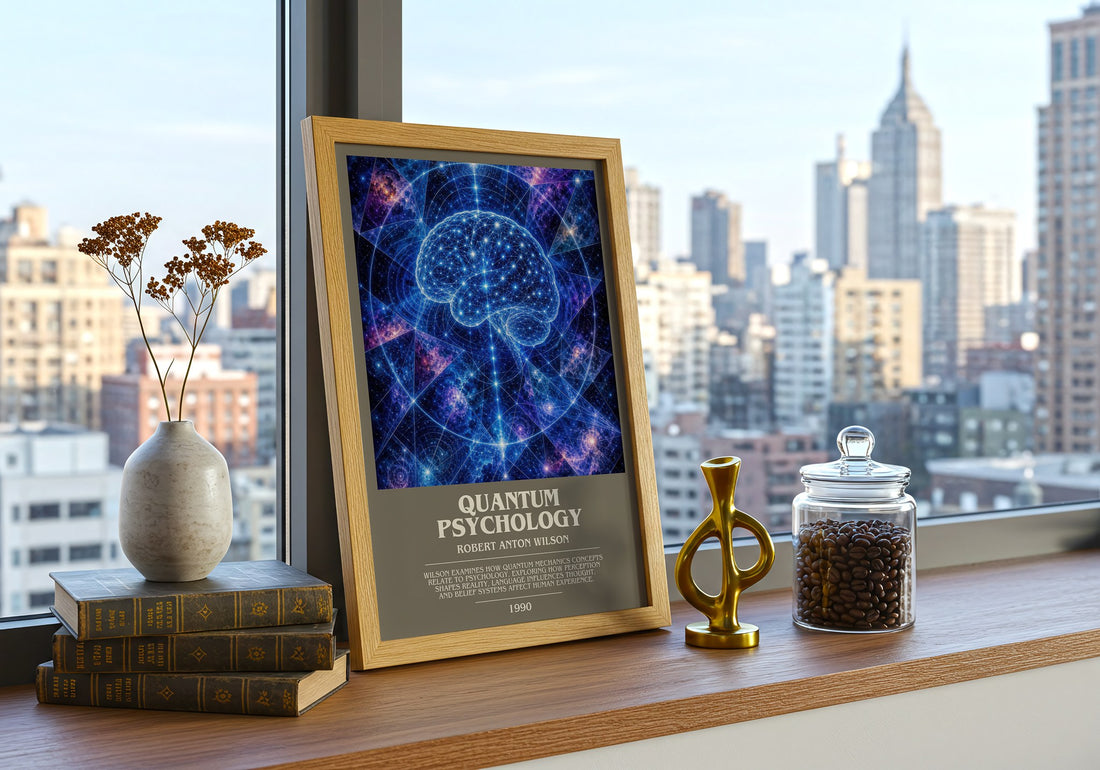 Quantum psychology bookish print framed by window – literary home decor